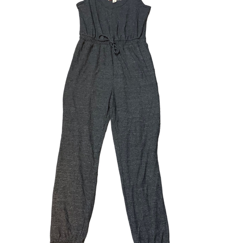 Free People Beach Jumpsuit Gray Heathered Drawstring Scoop Neck Sleeveless